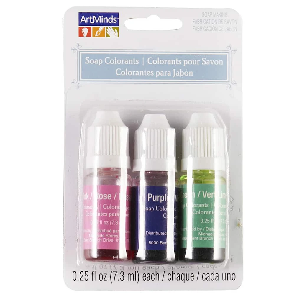 Coupon 🛒 9 Packs: 3 ct. (27 total) Fuchsia, Lime & Purple Soap Colorant by ArtMinds® ✔️ - Image 2