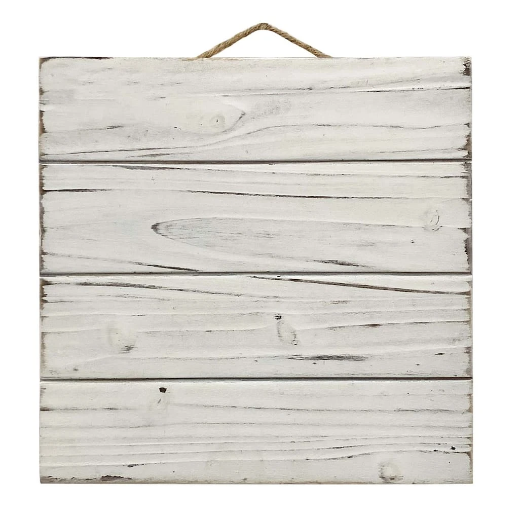Promo ⌛ 10" Whitewashed Wooden Square Plaque by ArtMinds™ ❤️